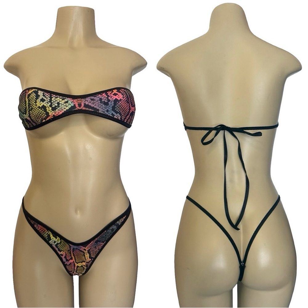 Multicolor Snake Print Bikini Set